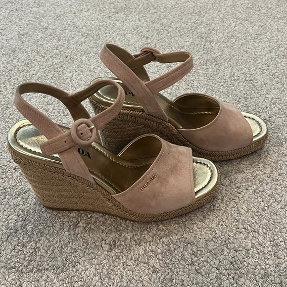 Prada Espadrilles wedges in pink suede - Picture 7 of 12